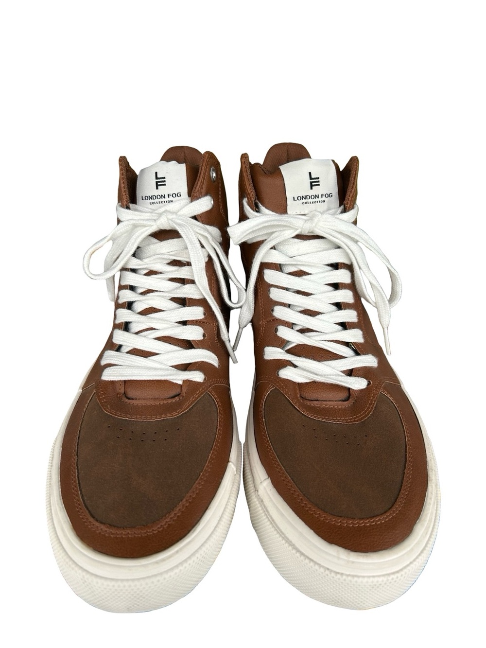London Fog Men's Brown and White High-Top Sneakers